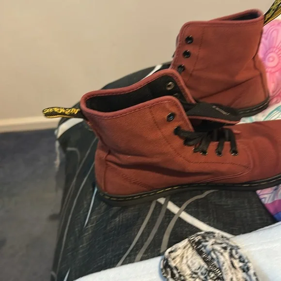 Dr. Martens Women's Rust Red Canvas Combat Boots - Picture 6 of 6